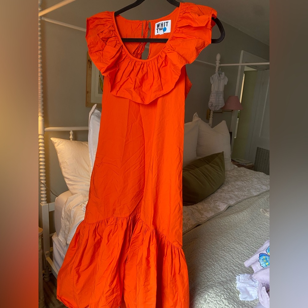 Whit Two orange ruffle dress